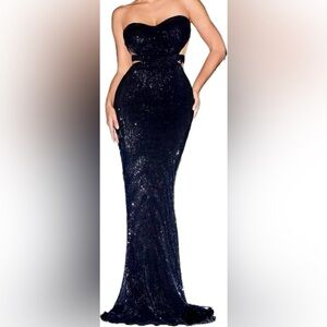 Backless sequins tube mermaid dress  
Color: Black 
Size:Large